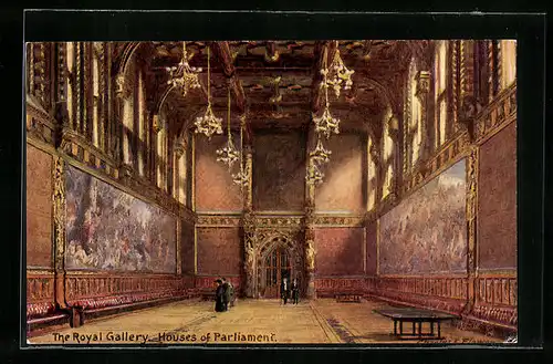Künstler-AK Charles F. Flower: London, Houses of Parliament, The Royal Gallery