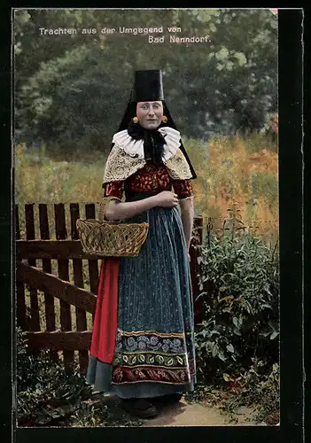 AK Frau in Tracht aus der Umgegend von Bad Nenndorf