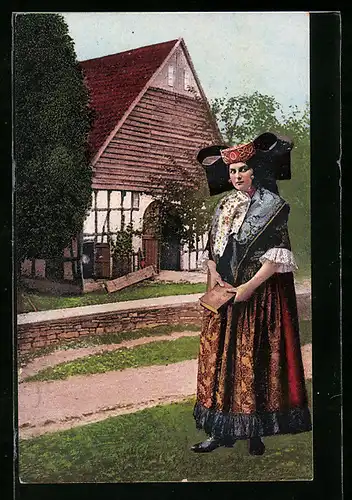 AK Frau in Landestracht aus Minden und Umgegend