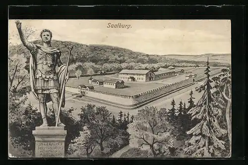 AK Saalburg, Römerkastell, Statue Kaiser Antonius