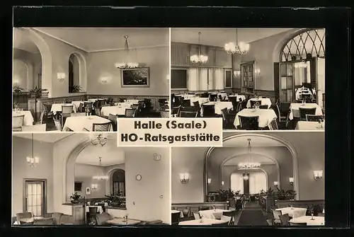 AK Halle /Saale, HO-Ratsgaststätte, Innenansichten