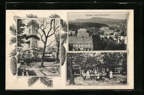 AK Kottmar, Ansicht aus der Vogelschau, Gasthaus, Aussichtsturm