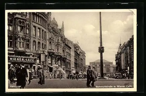 AK Hannover, Partie in der Bahnhofstrasse, mit Wiener Cafe