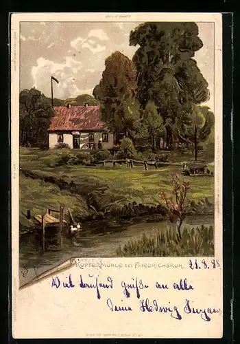 Künstler-AK Carl Biese: Friedrichsruh, Partie an der Kupfermühle