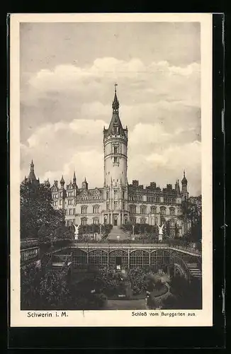 AK Schwerin i. M., Schloss vom Burggarten aus