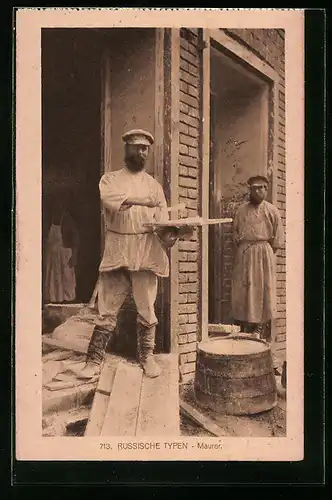 AK Russischer Maurer bei der Arbeit