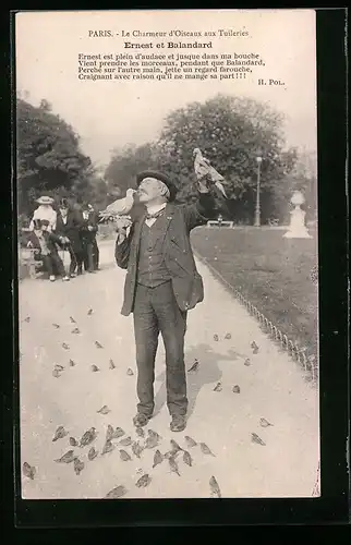 AK Paris, Ernest et Balandard, Le Charmeur d`Oiseaux aux Tuileries