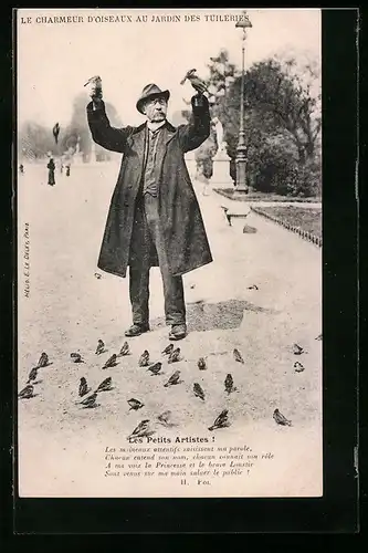 AK Paris, Le Charmeur d`Oiseaux aux Tuileries, Les Petits Artistes