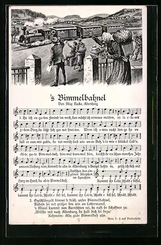 Künstler-AK Lied s Bimmelbahnel