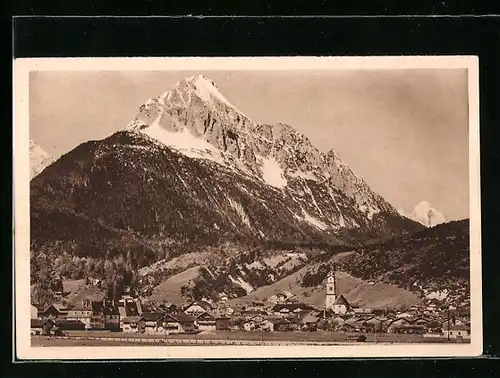 AK Mittenwald, Teilansicht gegen Wetterstein, Ganzsache WHW Winterhilfswerk 1934-35