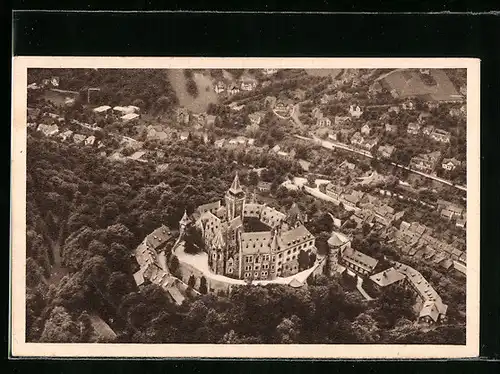AK Wernigerode /Harz, Teilansicht mit Schloss, Ganzsache WHW Winterhilfswerk 1934-35