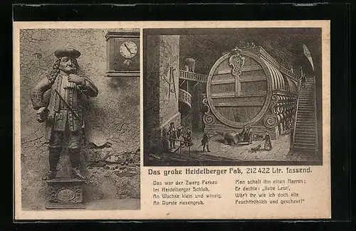 AK Heidelberg, das grosse Fass, Zwerg Perkeo