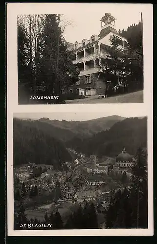 AK St. Blasien, Gesamtansicht aus der Vogelschau, Luisenheim