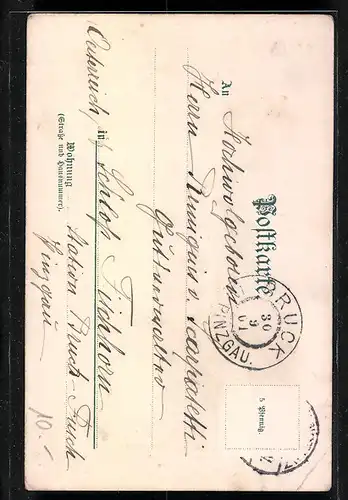 Künstler-AK Konstanz a. B., Hafenpartie und Rheinthorthurm