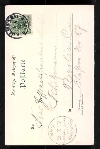 Lithographie Ilmenau, Gasthaus Kickelhahn / Gabelbach Restauration, Thurm, Göthehäuschen