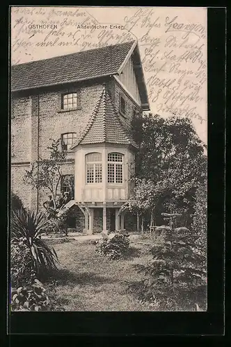 AK Osthofen, Haus mit altdeutschem Erker, Gartenansicht