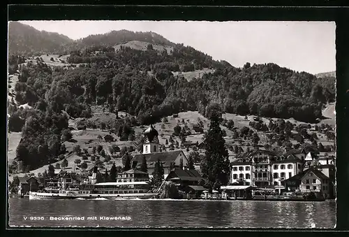 AK Beckenried, Hotel und Kirche mit Klewenalp