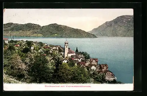 AK Beckenried, Ortspartie am Ufer des Vierwaldstättersees