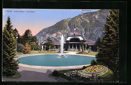 AK Interlaken, Brunnen am Kursaal