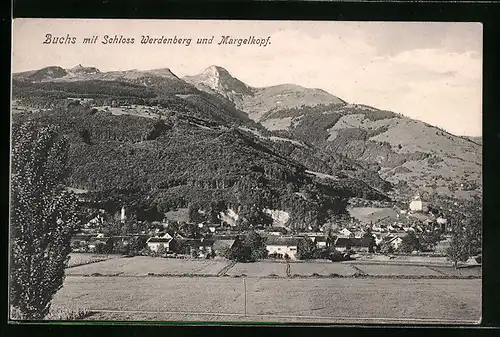 AK Buchs, Gesamtansicht mit Schloss Werdenberg und Margelkopf