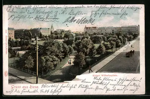 AK Riesa, Blick auf den Kaiser-Wilhelm-Platz