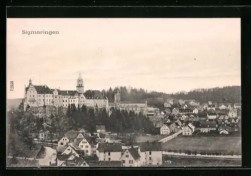 AK Sigmaringen, Teilansicht mit Schloss