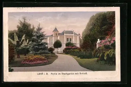 AK Lahr i. B., Stadtgarten mit Schloss