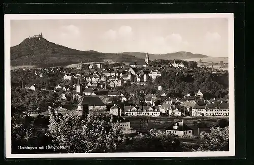 AK Hechingen, Totalansicht mit Hohenzollern