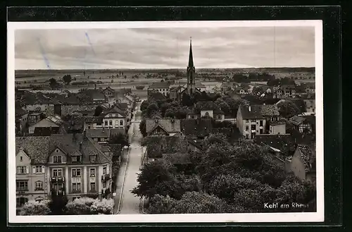 AK Kehl am Rhein, Partie aus der Vogelschau
