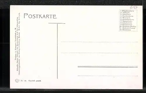 Künstler-AK Neustadt / Odenwald, Breuberg und Wappen