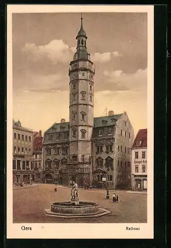 AK Gera, Rathaus und Brunnen