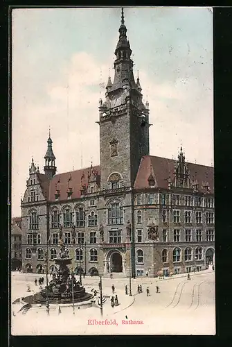 AK Elberfeld, Rathaus und Brunnen