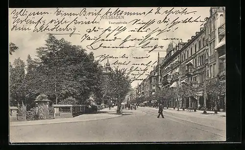 AK Wiesbaden, Blick in die Taunusstrasse