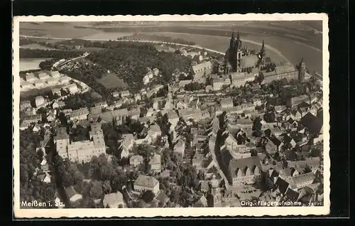 AK Meissen i. Sa., Totalansicht, orig. Fliegeraufnahme