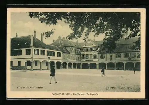 AK Ludwigsburg, Marktplatz mit Gold- und Silberwarenhandlung