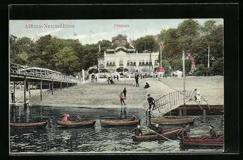 AK Hamburg-Neumühlen, Uferpartie am Fährhaus