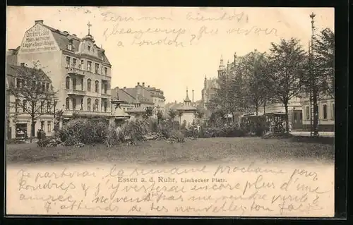 AK Essen a. d. Ruhr, Limbecker Platz mit Strassenbahnen