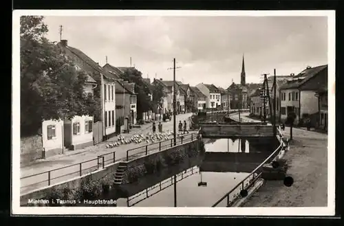 AK Miehlen i. T., Hauptstrasse mit Kanal