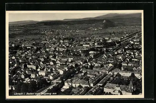 AK Lörrach i. Baden, Gesamtansicht, Flugzeugaufnahme
