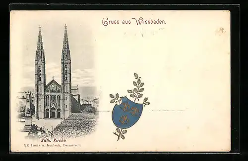 AK Wiesbaden, Kath. Kirche, Stadtwappen