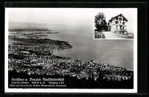 AK Grub bei Heiden, Ortsansicht und Gasthaus-Pension Fünfländerblick