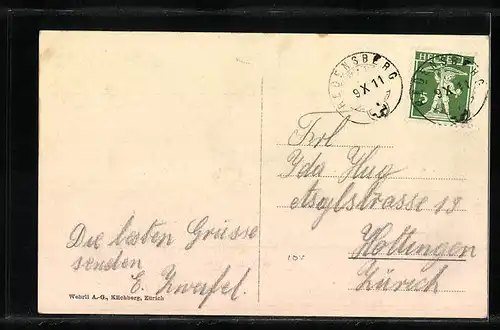 AK Regensberg, Ortsansicht mit Feldern