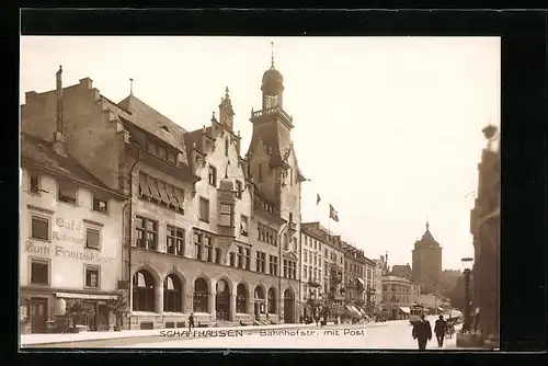 AK Schaffhausen, Bahnhofstrasse mit Post