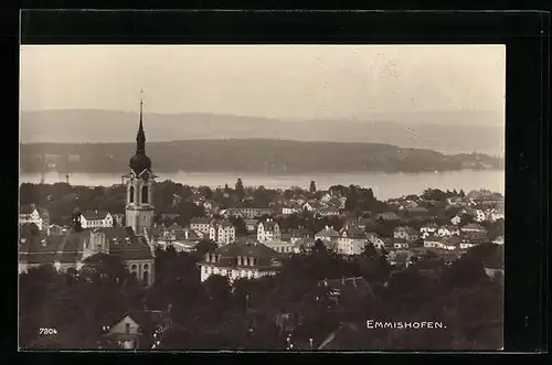 AK Emmishofen, Teilansicht aus der Vogelschau bei Nebel