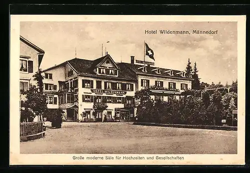AK Männedorf, Hotel Wildenmann von der Strasse gesehen