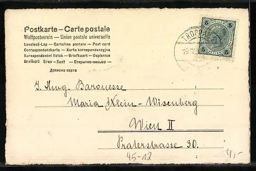 AK Kinder mit Schlitten an einem Abhang im Winter