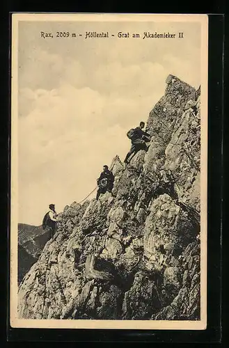 AK Rax, Grat am Akademieker mit Bergsteigern im Höllental
