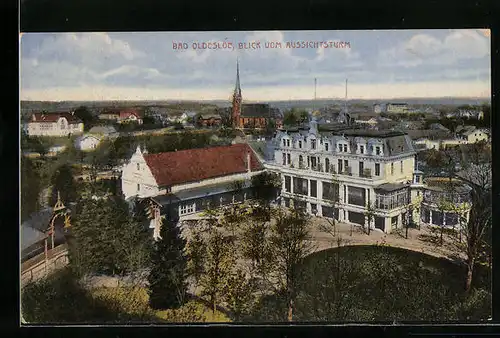 AK Bad Oldesloe, Blick vom Aussichtsturm auf den Ort mit Kirche