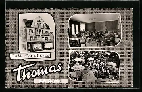 AK Bad Bertrich, Cafe-Konditorei Thomas, Innenansicht, Terrasse