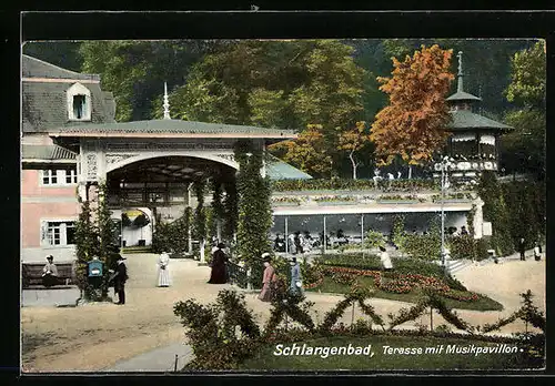 AK Schlangenbad, Terrasse mit Musikpavillon